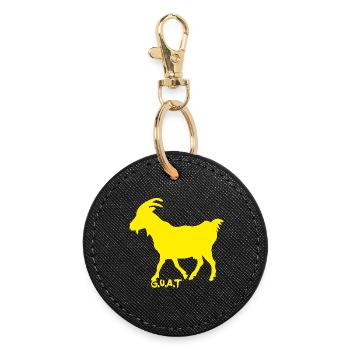 Ziege GOAT gelb - Runder Schlüsselanhänger - Schwarz - Vorne