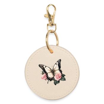 Vintage papillon - Porte-clés rond - huître - Devant
