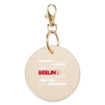 Berlin Retro Stadt und Bär Vintage Urlaub Souvenir - Runder Schlüsselanhänger - Auster - Vorne