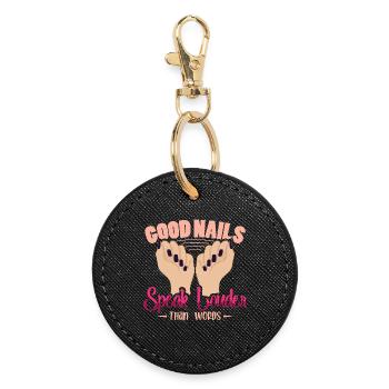 Designer de manucures Salon de manucure cosmétiques - Porte-clés rond - noir - Devant