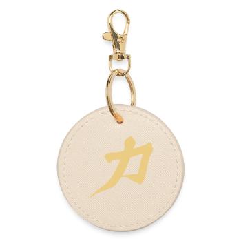 Kraft - Auf Japanisch - KANJI Schriftzeichen - Runder Schlüsselanhänger - Auster - Vorne