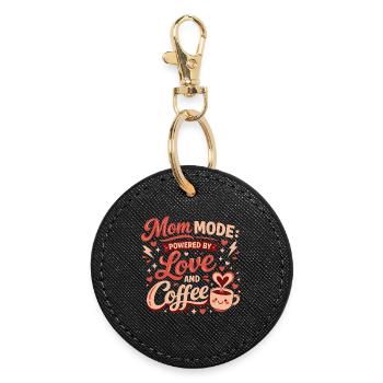 Mom Mode Kaffeeliebe - Runder Schlüsselanhänger - Schwarz - Vorne