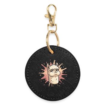 Confident Llama Splash - Round Keyring - black - Front