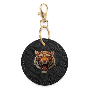 Rugissement de Tête de Tigre - Porte-clés rond - noir - Devant