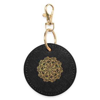 Mandala aus Herzen - gold - Runder Schlüsselanhänger - Schwarz - Vorne