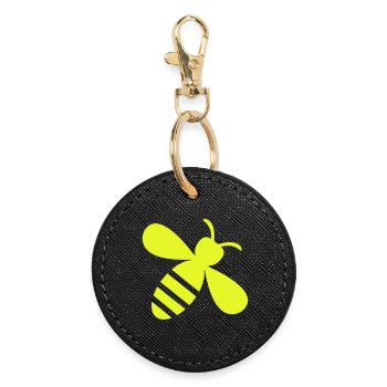 Neon Bee Yellow on Black - Round Keyring - black - Front