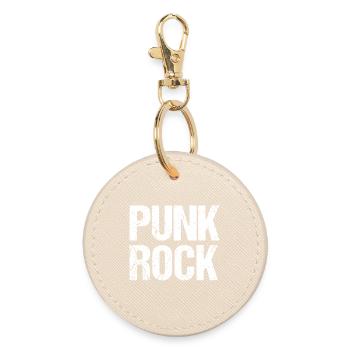 Punk Rock Distressed Typography - Round Keyring - oyster - Front