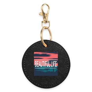 Plage de la Belle Vie - Porte-clés rond - noir - Devant