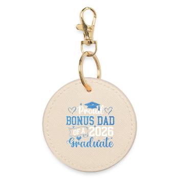 Proud Bonus Dad 2026 Graduate Class - Round Keyring - oyster - Front