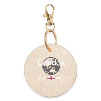London England Streetwear Travel Souvenir - Round Keyring - oyster - Front