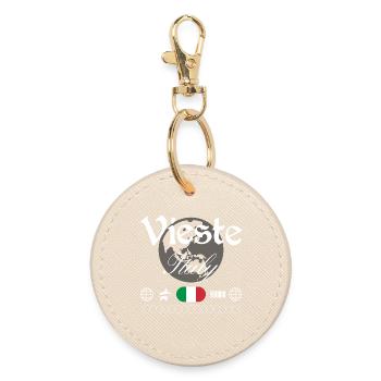 Vieste Italy Streetwear Travel Souvenir - Round Keyring - oyster - Front