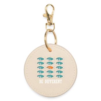 Be Different and unique swimming Fishes - Round Keyring - oyster - Front