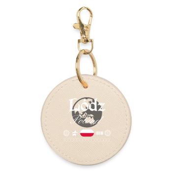Łódź Polen Streetwear Reise Souvenir - Runder Schlüsselanhänger - Auster - Vorne