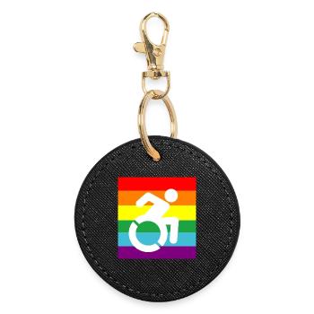 Behinderte, Schwule, Rollstuhl, Pride, LGBTQ # - Runder Schlüsselanhänger - Schwarz - Vorne