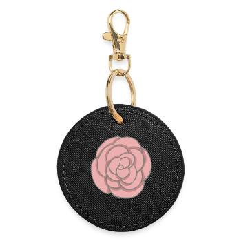Rose - Runder Schlüsselanhänger - Schwarz - Vorne