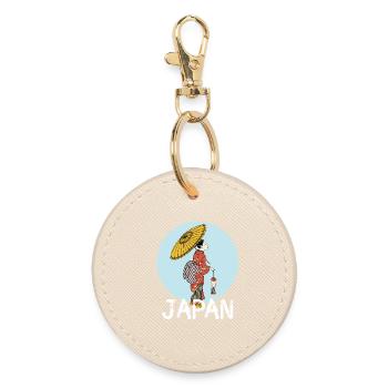 japan vintage retro geisha art kimono manga cosp - Round Keyring - oyster - Front