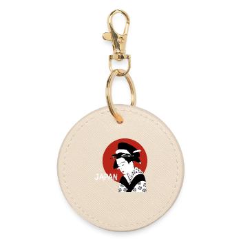 japan geisha flag art woman cosplay manga kimon - Round Keyring - oyster - Front