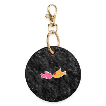 Kissing fish - Round Keyring - black - Front