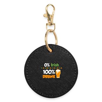 0% Irish - 100% drunk; St. Patrick's Day - Round Keyring - black - Front