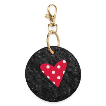 A small dotted heart - Round Keyring - black - Front
