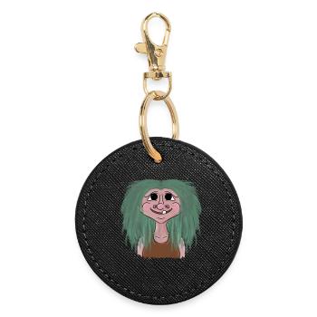 Norway troll girl vacation fjord mythology - Round Keyring - black - Front