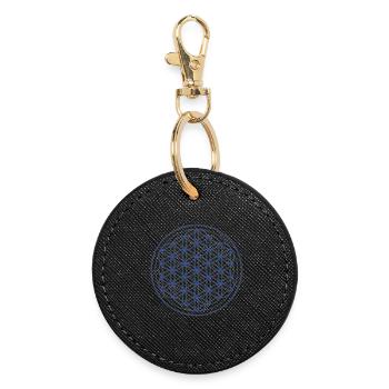 Blue Yellow Flower of Life Circle - Round Keyring - black - Front