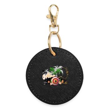Music speaker with piano - Round Keyring - black - Front