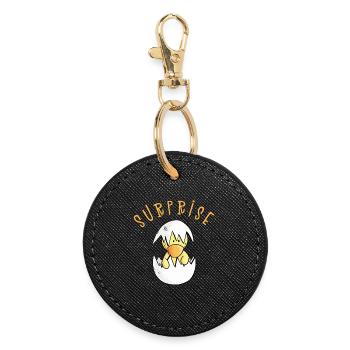 Surprise I chick egg I pregnancy gift - Round Keyring - black - Front