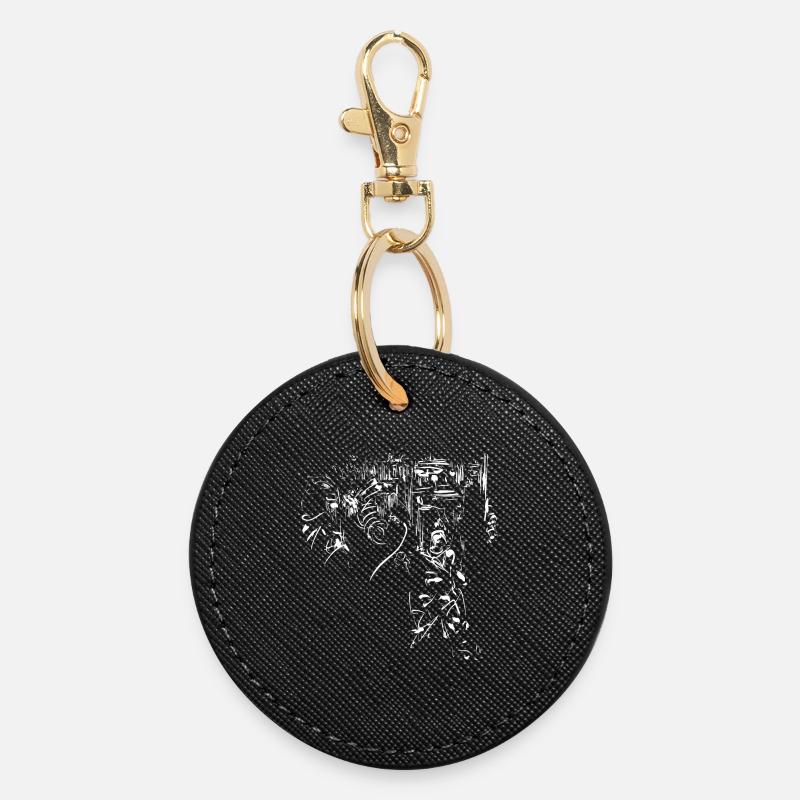 Élément de fond ville / conception tribale - Porte-clés rond - noir