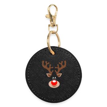 Renne Rudolf nez mignon bois de Noël - Porte-clés rond - noir - Devant