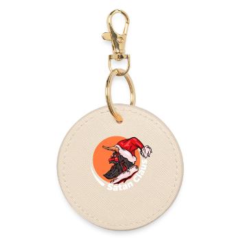 Bad Santa Claus Satan Claus Santa Christmas - Round Keyring - oyster - Front