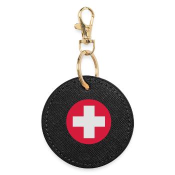 Medical Cross Symbol - Round Keyring - black - Front