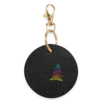 Regenbogen Neon-Weihnachtsbaum – Dots & Lights - Runder Schlüsselanhänger - Schwarz - Vorne