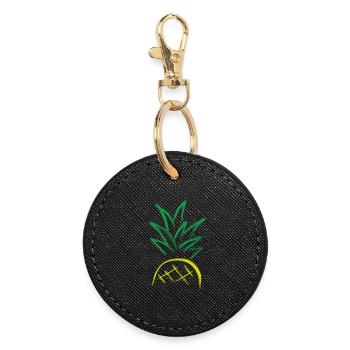Pineapple Sketch – Fresh Fruit Graphic - Round Keyring - black - Front
