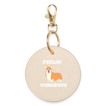 Feeling Corgeous - Corgies - Round Keyring - oyster - Front