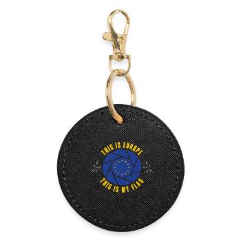 Europe Design / Flag European Brussels - Round Keyring - black - Front