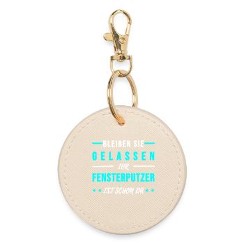 Fensterputzer Gebäudereiniger Sprüche Geschenk - Runder Schlüsselanhänger - Auster - Vorne