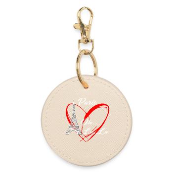 Paris Eiffel Tower I Love Paris Ooh La La - Round Keyring - oyster - Front