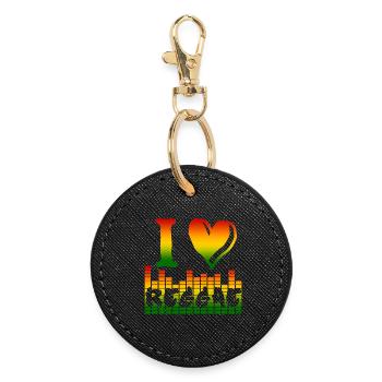 I Love Reggae Rainbow - Round Keyring - black - Front