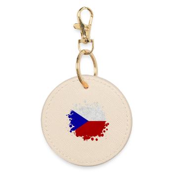 Tschechien Klecks / Geschenk Prag Flagge - Runder Schlüsselanhänger - Auster - Vorne