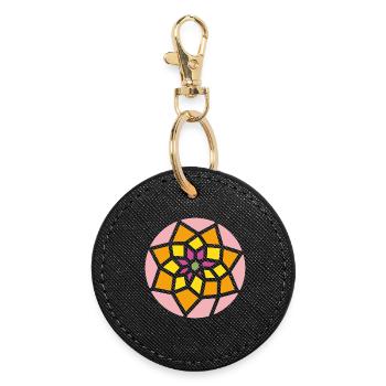 mandala - Runder Schlüsselanhänger - Schwarz - Vorne