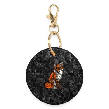 Renard Fleurs Fantastique Animal - Porte-clés rond - noir - Devant
