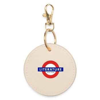 literature - non stop reading - Round Keyring - oyster - Front