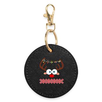 Reindeer Christmas Ugly - Round Keyring - black - Front