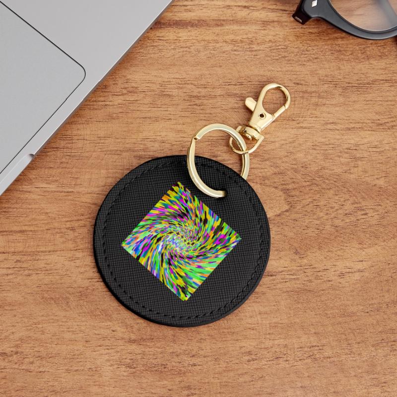 Psychedelic vortex Round Keyring