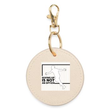giving up is not an option - Round Keyring - oyster - Front