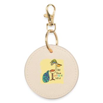 Beautiful bird, funny, special, unique with text - Round Keyring - oyster - Front