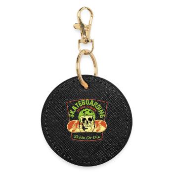Skateboard Skater Totenkopf Skate or die - Round Keyring - black - Front