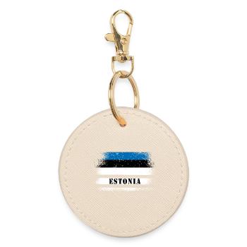 Estonia vintage flag - Round Keyring - oyster - Front