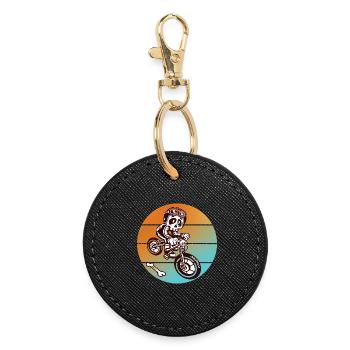 Skull skull bike - Porte-clés rond - noir - Devant